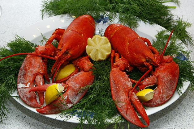 Cooked lobster turned red